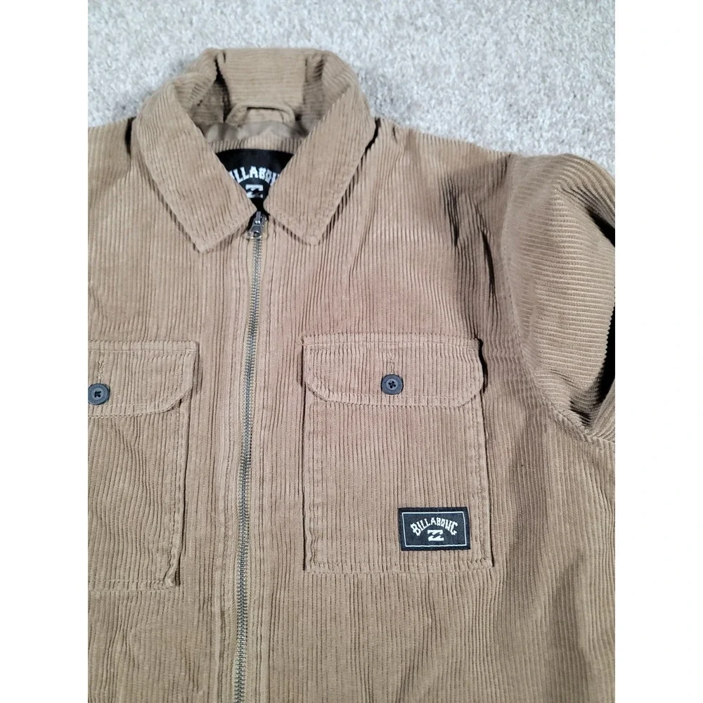 Billabong Corduroy Jacket Small Tan Mens Full Zip Skate Surf Pockets NWT $140